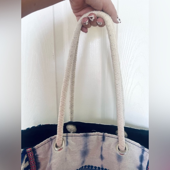 Tie-Dye Boho Beach Shoulder Bag Tote Blue Medium - Picture 10 of 15